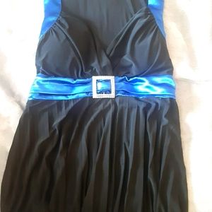 Taboo Dress W/ Vcut and Rinestone Backtie Buckle